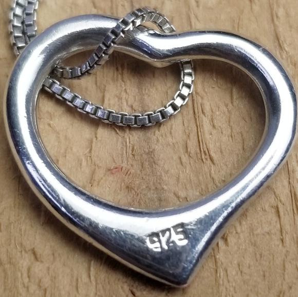 Sterling Silver Freeform Heart Pendant Necklace - Picture 9 of 11